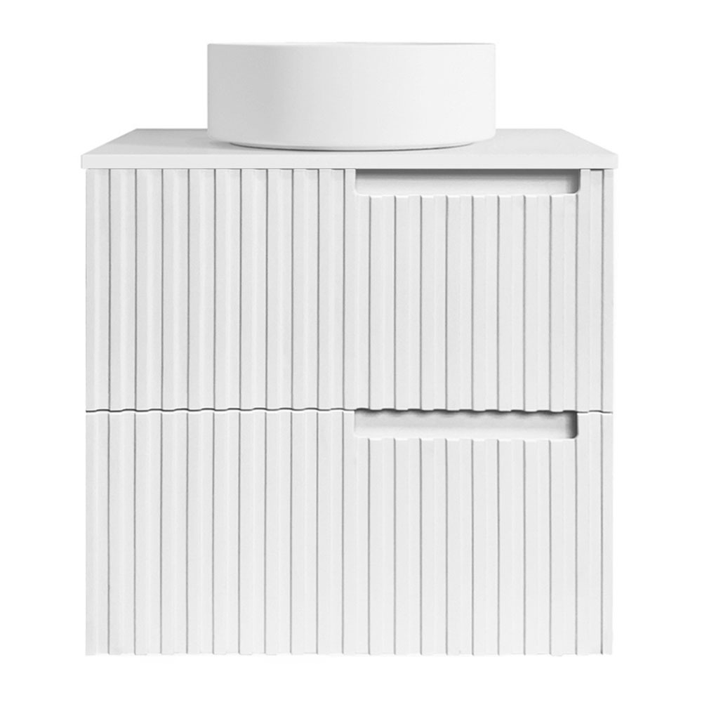 Noosa 600mm Satin White Wall Hung Single Vanity with Stone Countertop