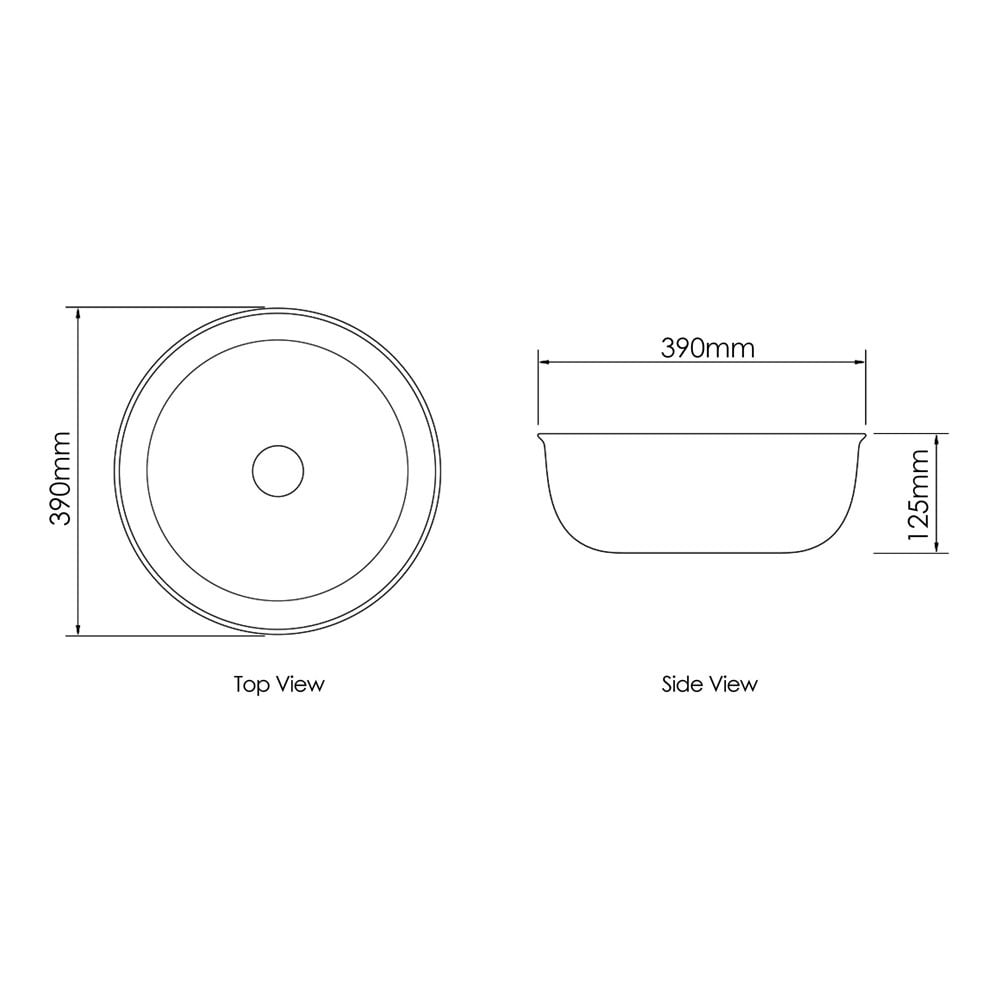 Bronte 390mm Round Ceramic Above Counter Basin