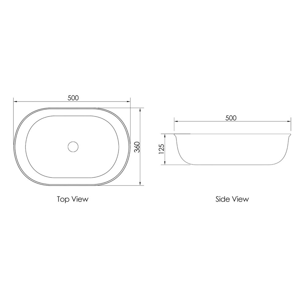 Bronte 500mm Oval Ceramic Above Counter Basin