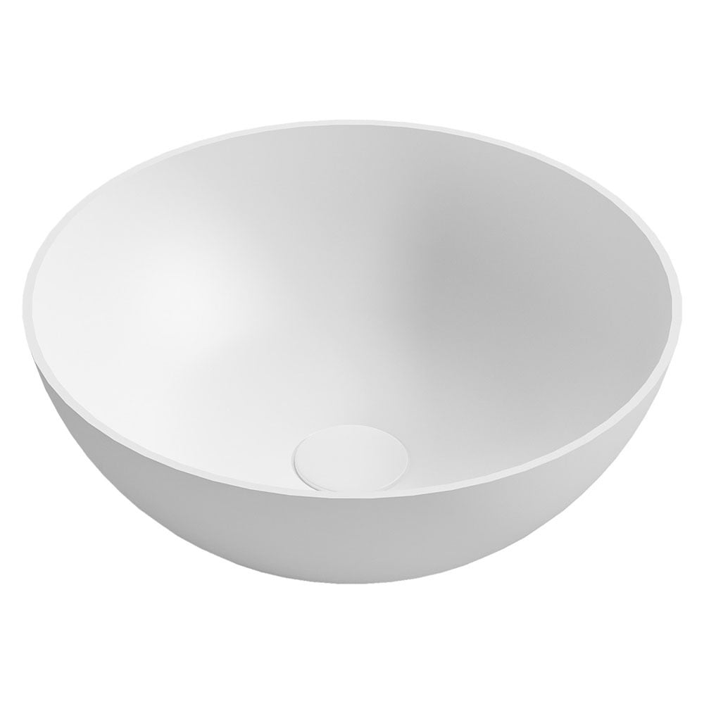 London 400mm Matte White Round Solid Surface Above Counter Basin