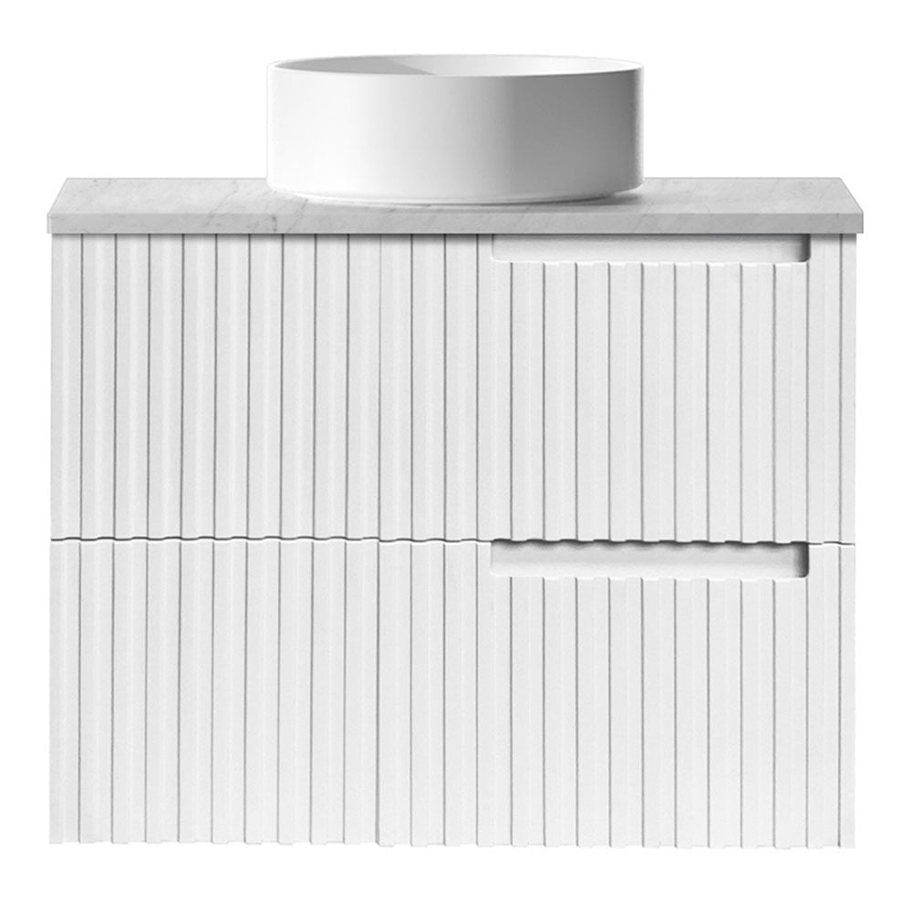 Noosa 750mm Satin White Wall Hung Single Vanity with Stone Countertop