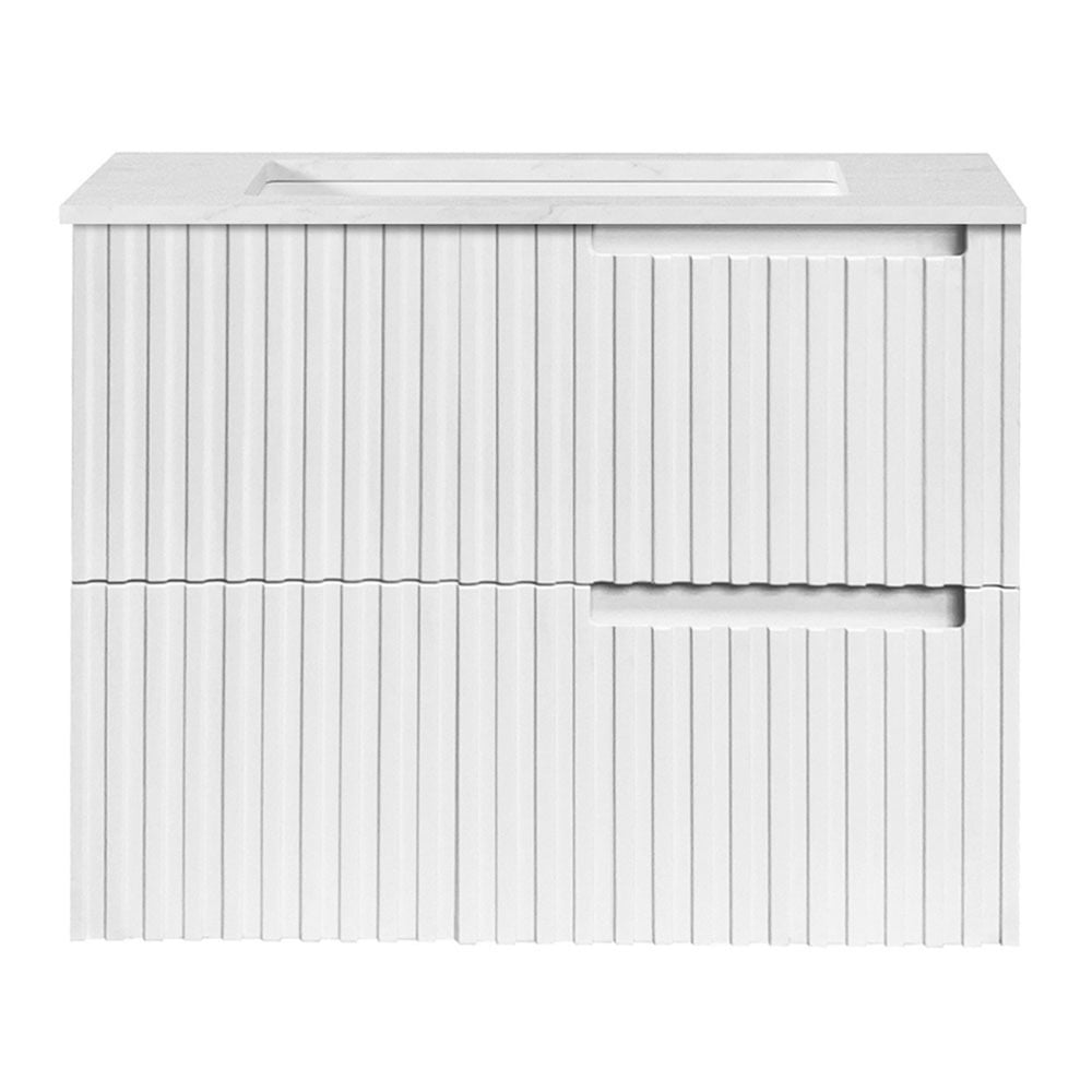 Noosa 750mm Satin White Wall Hung Single Vanity with Stone Countertop