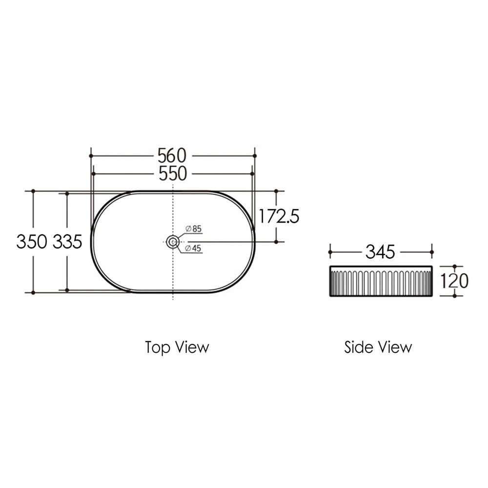 Kensington 560mm Oval Ceramic Above Counter Basin