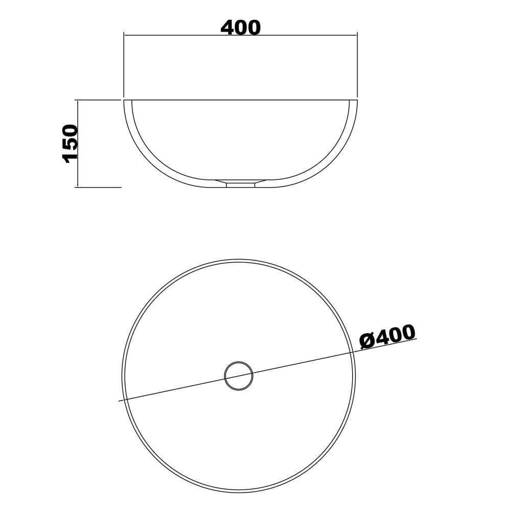 London 400mm Matte White Round Solid Surface Above Counter Basin