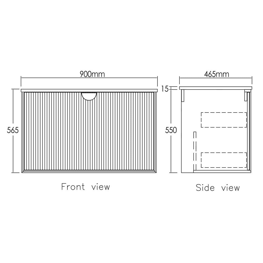 Marlo 900mm Matte Black Wall Hung Single Vanity