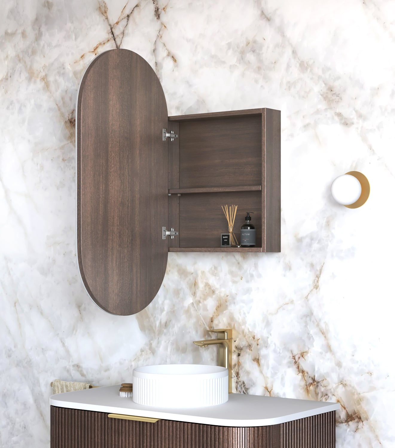 Noosa 450mm Pill Mirrored Shaving Cabinet