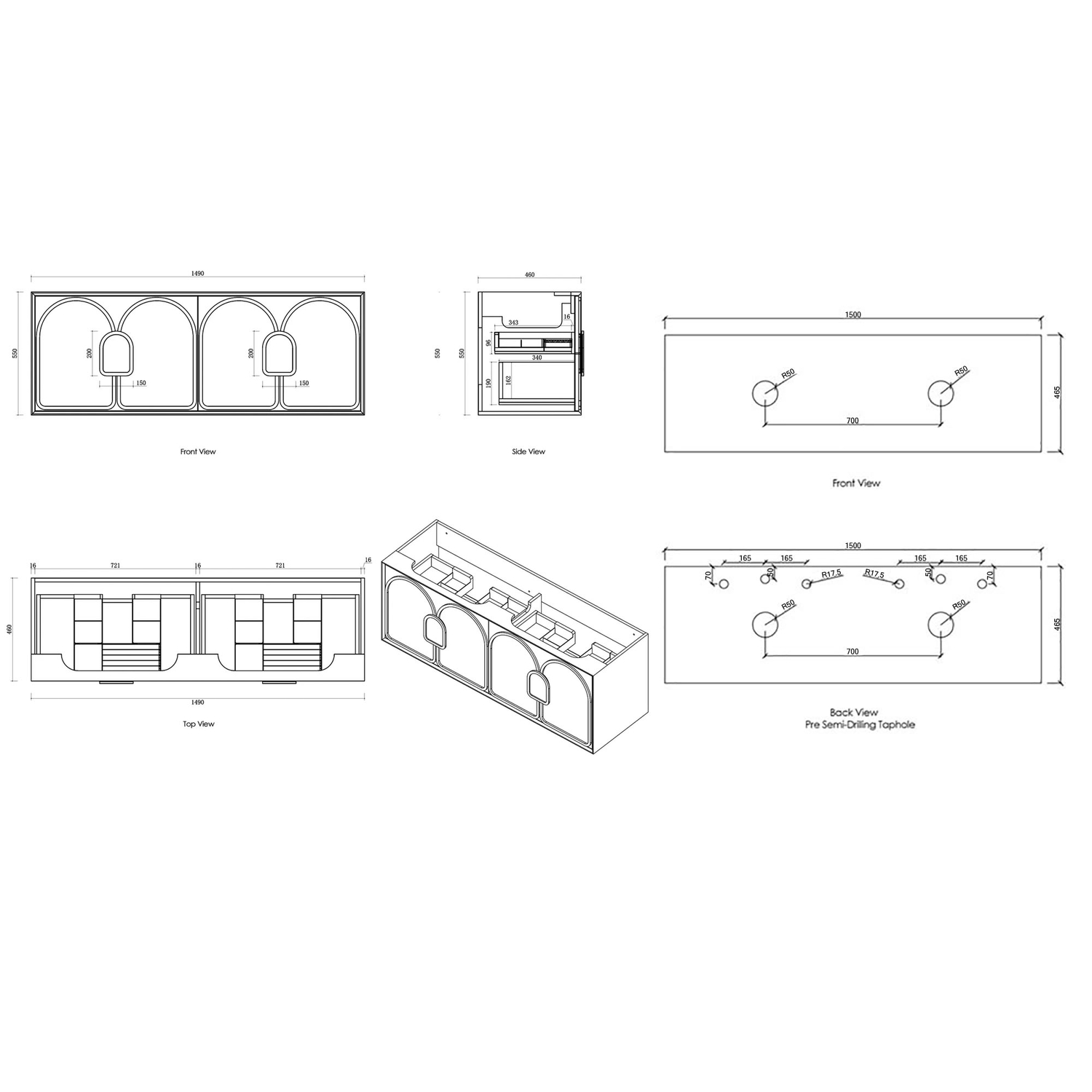 Laguna MKII 1500mm Wall Hung Double Vanity