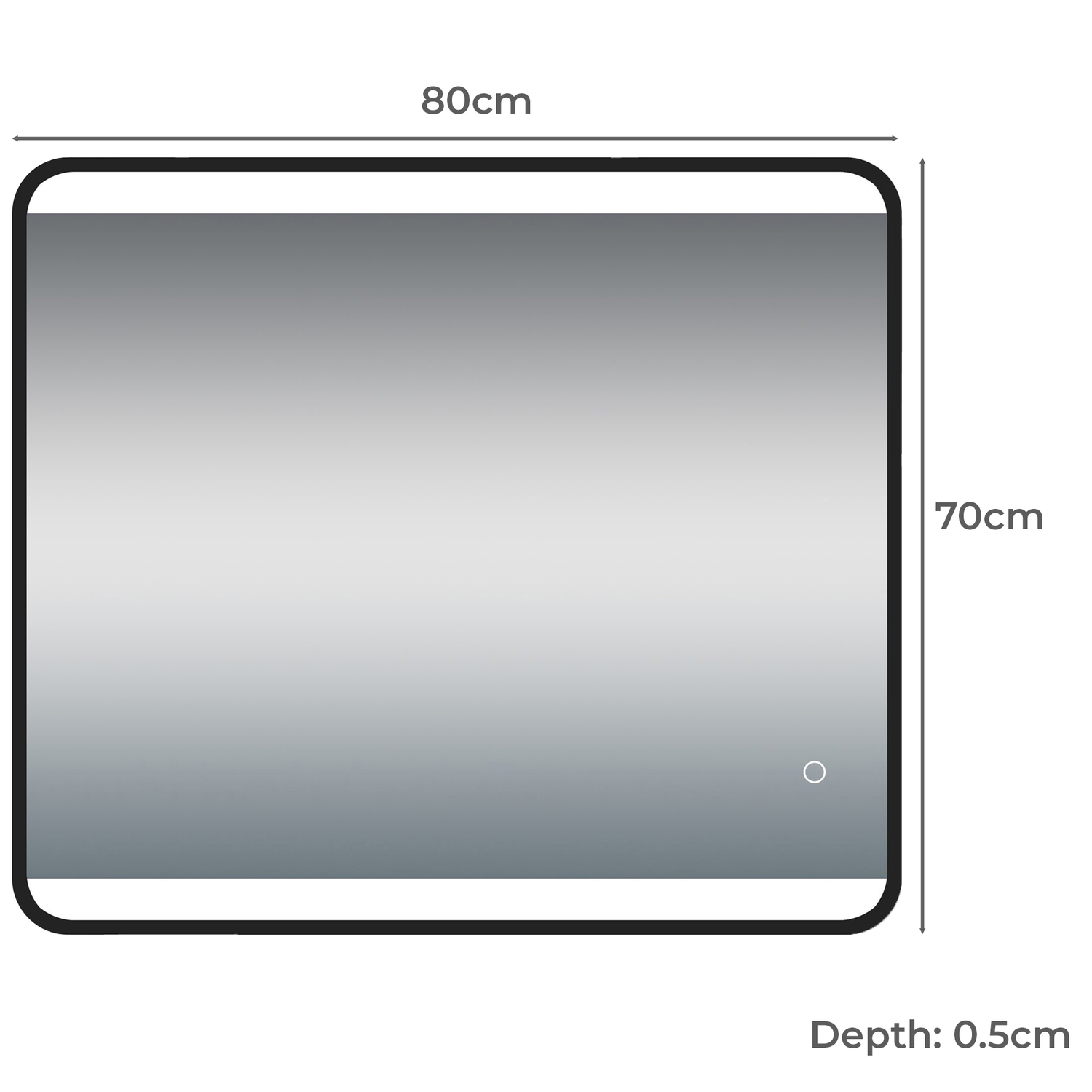 Black Curved Rectangular Aluminium LED Mirror