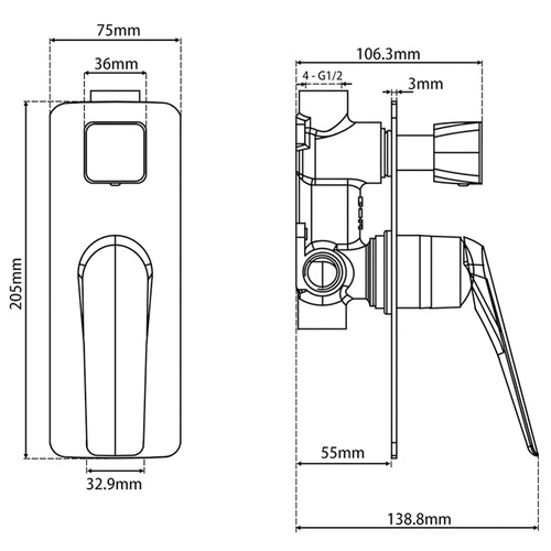 AU Shower & Bath Mixer with Diverter