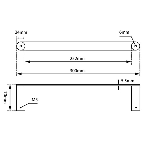 Rushy-250mm-Stainless-Steel-Hand-Towel-Rail