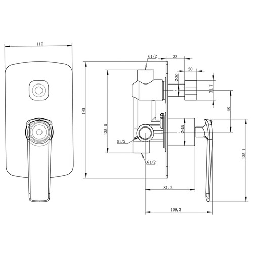 Esperia Wall Mixer with Diverter