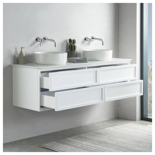 Schots Penley 1500mm Wall Hung Double Vanity with Quartz Countertop ...