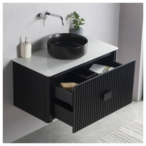 Selina 900mm Wall Hung Single Vanity with Quartz Countertop Temple & ster