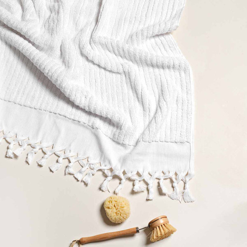 White Turkish Cotton Bath Sheet Temple & ster