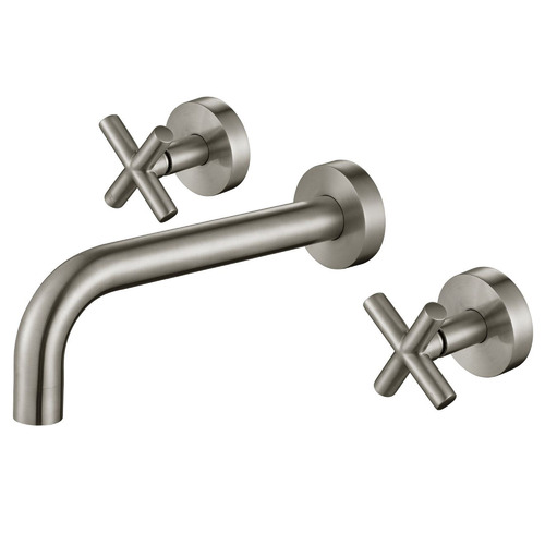 3 Piece Round Bath Wall Spout & Cross Mixer Set