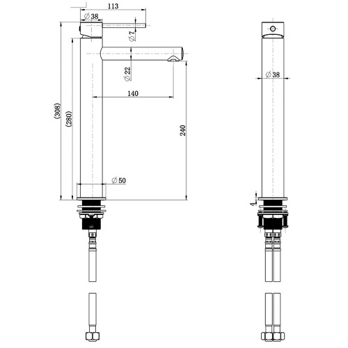 Lynch Brass High Rise Basin Mixer