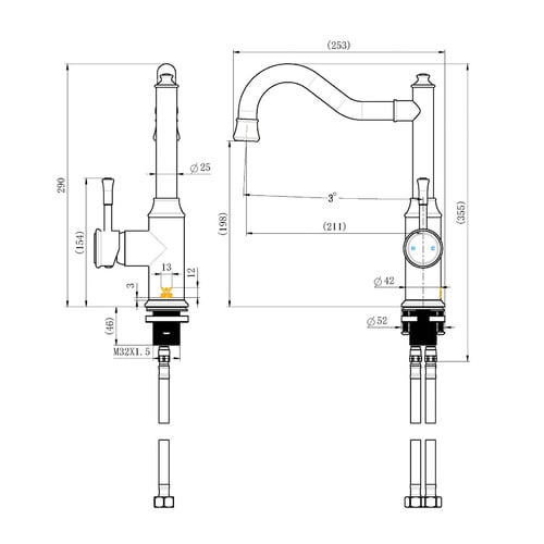 Mona Brass Kitchen Mixer