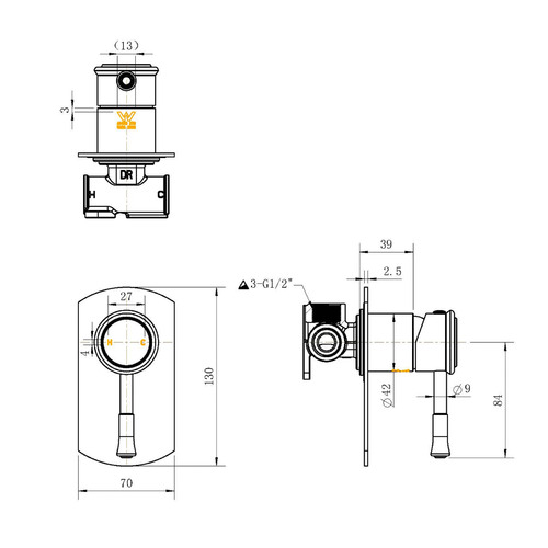 Quinn Brass Shower Mixer