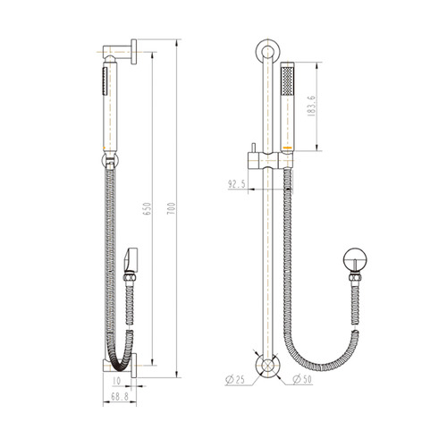 3 Piece Windy Shower Rail & Handheld Shower Set