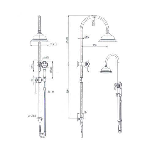 4 Piece Atkins Brass Shower Set