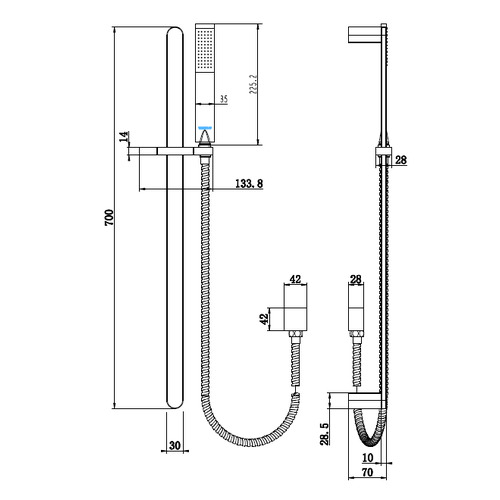 Matte Black Henri Mini Shower on Rail | Temple & Webster