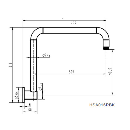 Dolly High Rise Brass Shower Arm