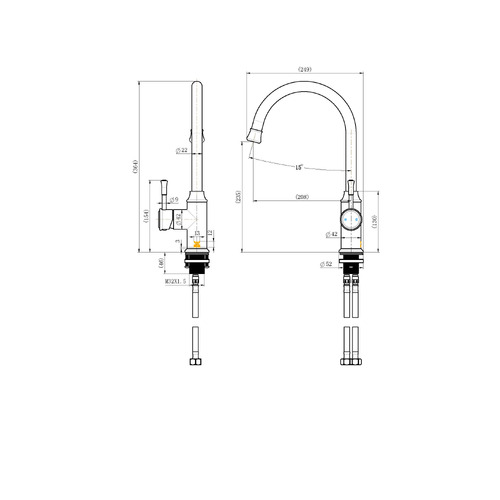 Mona Brass Gooseneck Kitchen Mixer
