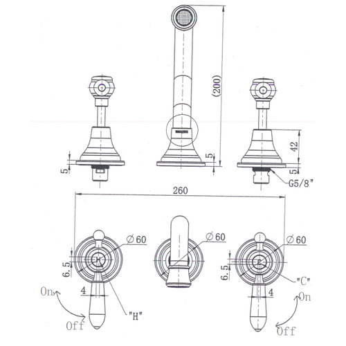 Bordeaux Wall Spa Basin Spout & Tap Set