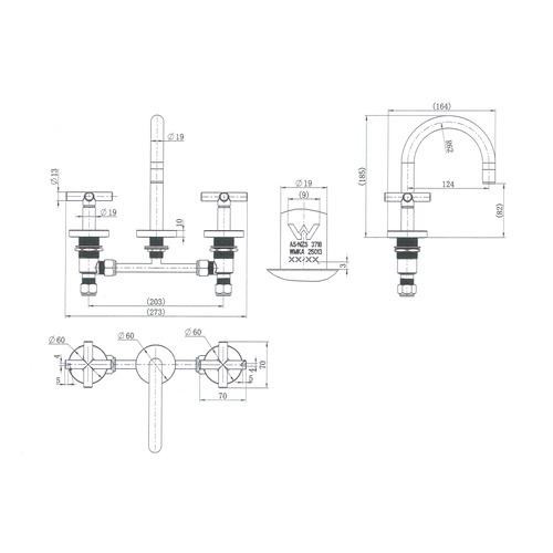Aries-210mm-Cross-Handle-Kitchen-Tap-Set