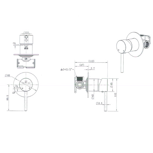 Destry Pin Lever Shower Mixer