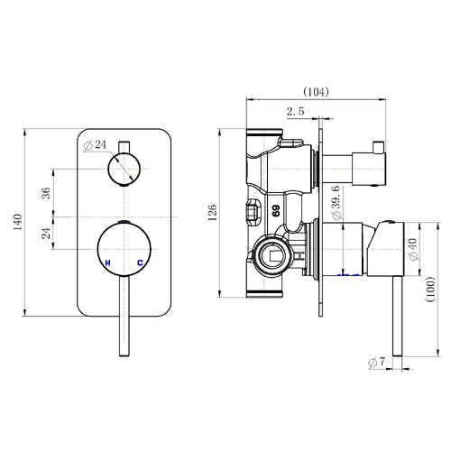 Merope Stainless Steel Shower/Bath Mixer with Diverter