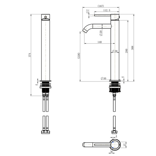 Dellen High Rise Curved Basin Mixer