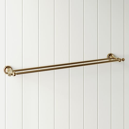 Clementine 750mm Double Bar Brass Towel Rail