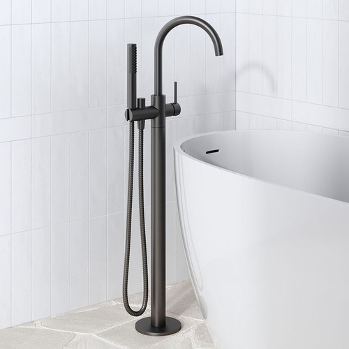 Avalon Mini Floor Mounted Bath Mixer With Microphone Hand Shower