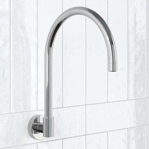 Aries 210mm Brass Gooseneck Bath Wall Spout