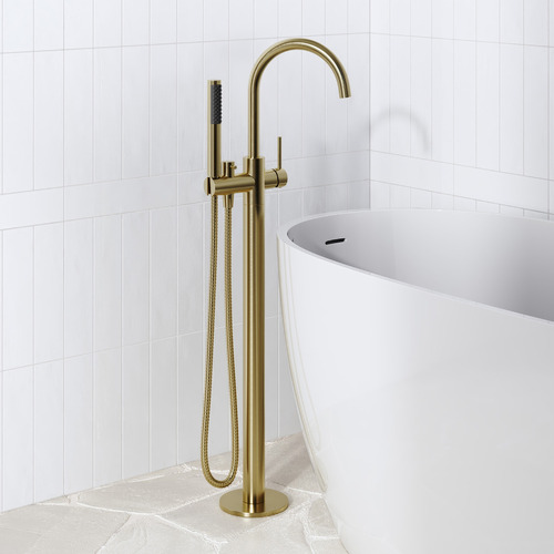 Avalon Mini Floor Mounted Bath Mixer With Microphone Hand Shower