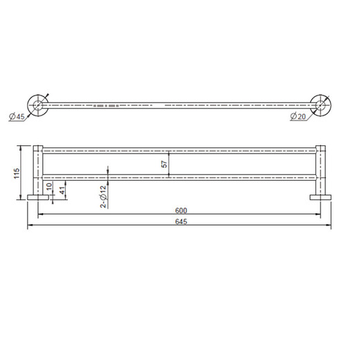 Vattern 600mm Double Towel Rail