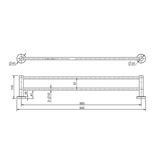 Rumi 900mm Double Towel Rail