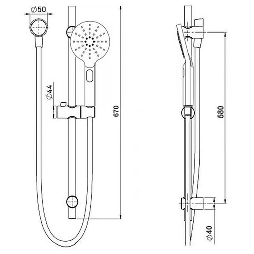 City Life Inox Hand-Held Shower Rail Set