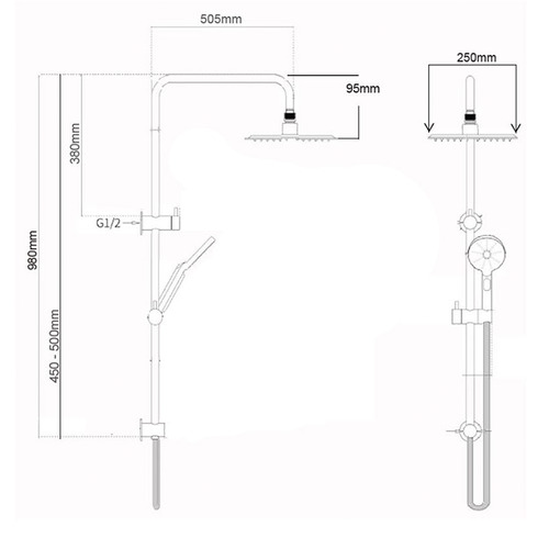 City Life Inox Dual Shower with Diverter Set