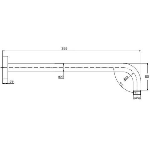35.5cm Rounded Wall Mounted Shower Arm