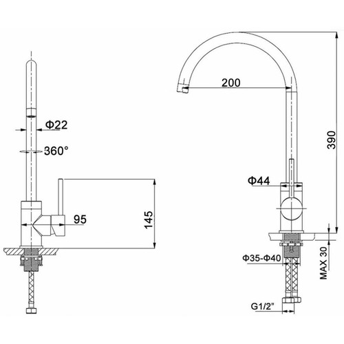 Verotti City Life Inox Swivel Kitchen Mixer Tap | Temple & Webster