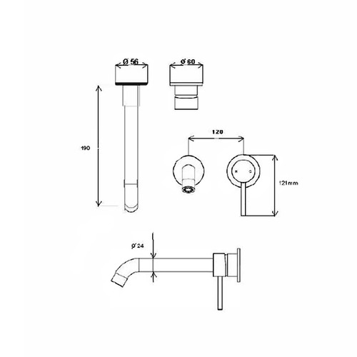 City Life 190mm Bath/Basin Wall Mixer Set