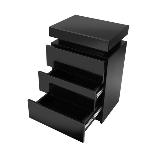 LivingFusion Murray 3 Drawer Bedside Table with LED Light | Temple ...