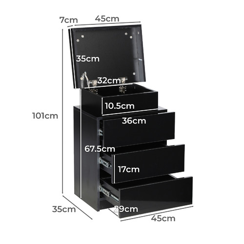 Murray 3 Drawer Bedside Table with LED Light