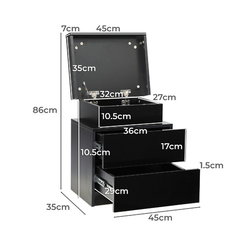 Murray 2 Drawer Bedside Table with LED Light
