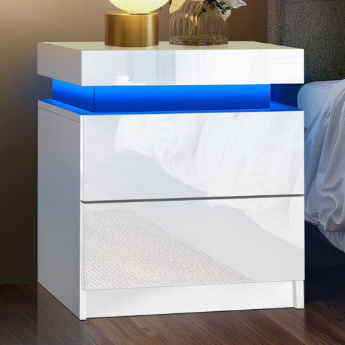 Murray 2 Drawer Bedside Table with LED Light