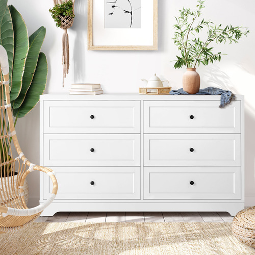 LivingFusion White Aurora 6 Drawer Chest | Temple & Webster