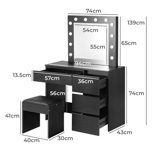 Livingfusion 2 Piece Janet Dressing Table And Stool Set Temple And Webster