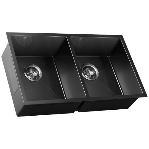 LivingFusion Bowen Stainless Steel Double Kitchen Sink with Strainers